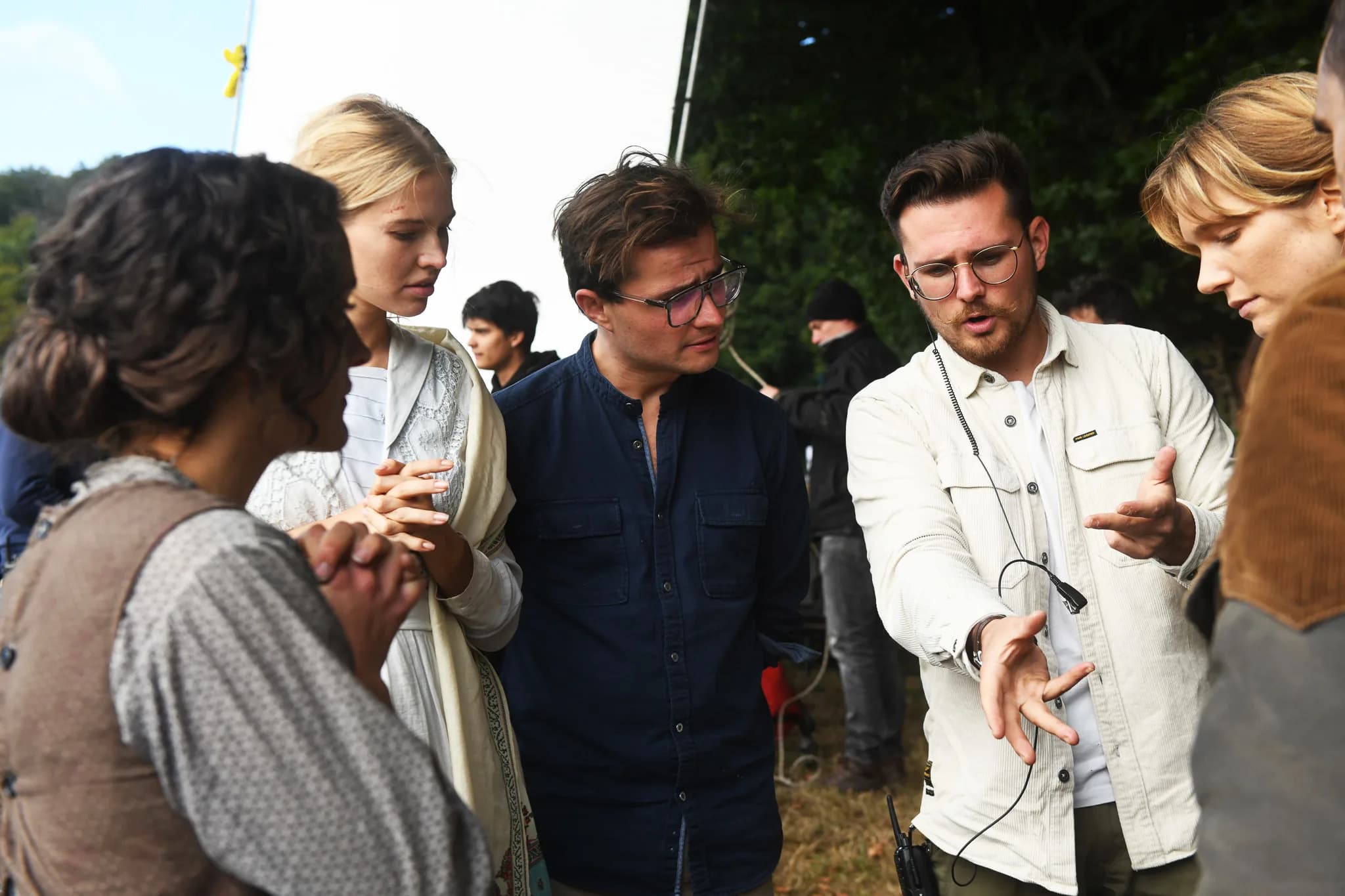 Julien Hayet-Kerknawi briefing cast and crew on location for The Last Front